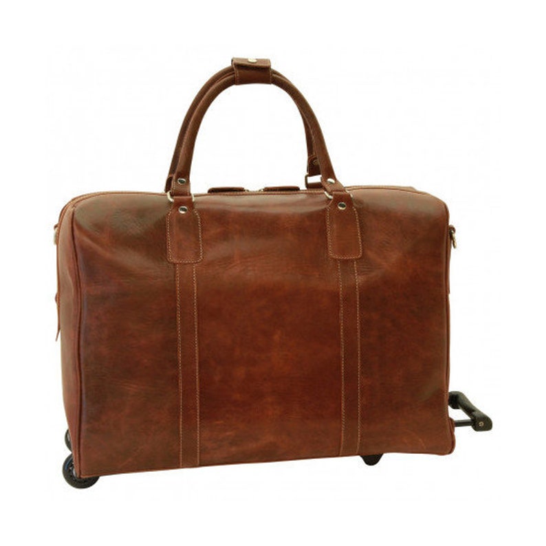 Tuscany Full Grain Italian Leather Handmade Trolley Luggage Etsy