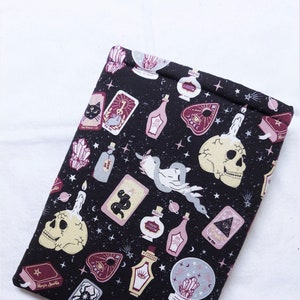 Padded Sleeves Witchy objects Print, Witch's Tools, Tablet Sleeves, Book Sleeves, Cotton, Lined, No Closure, Handmade, Book Lover Gift