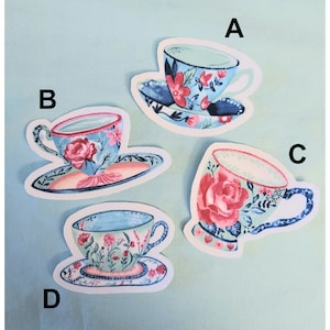 Appliques en tissu de coton pour tasse à thé, fait main, 4 modèles de style vintage, pour projets de bricolage, soirée artisanale, tea party, jolis écussons de tasse de thé