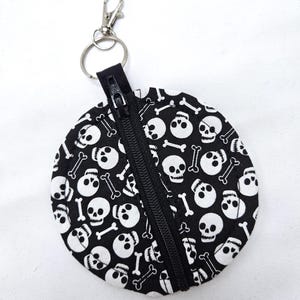 Keychain Coin Pouch, Handmade portable coin purse, Mini zipper pouch for small items, Multiple prints available