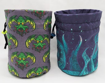 Tentacle Horror Monster Inspired Drawstring Pouch for Dice, Tokens, Coins, Crystals, Stones, Unique Dice Bag, Deep Sea Creature, RPG Games