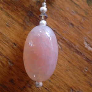 Agate Pendant - Agate Pendant Necklace - Artisan Crafted - Hand Beaded Necklace - One of a Kind - Pale Peach Pink and White
