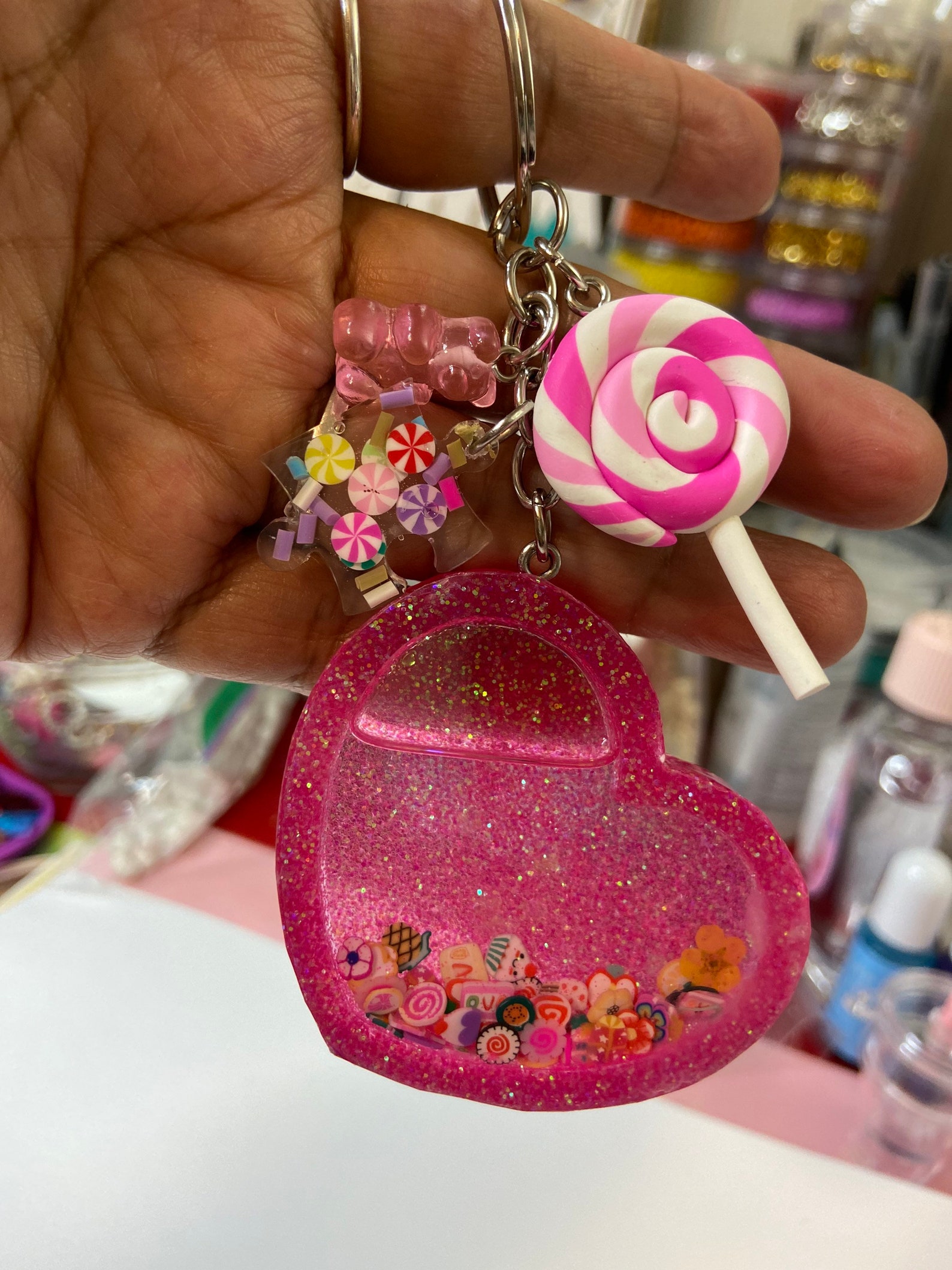 Beautiful resin shaker keychain Etsy