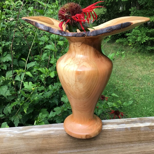 Solid Apple Wood Vase Hand Turned Reclaimed Wood Gift