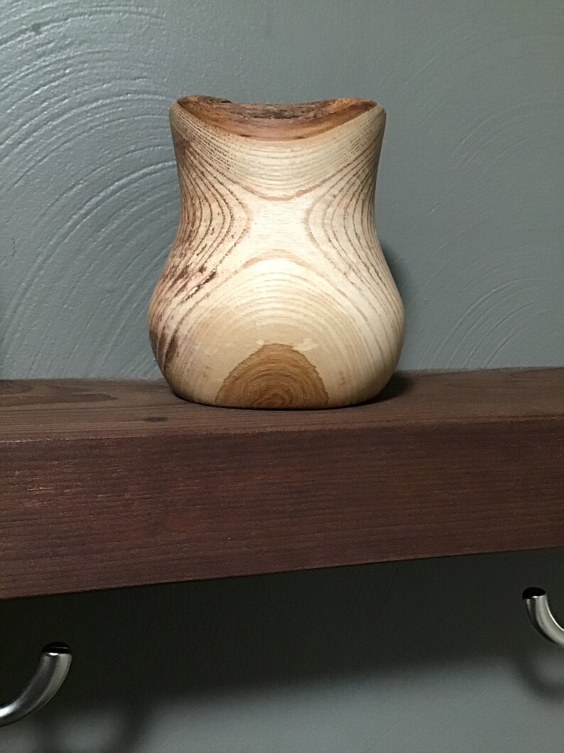 Natural Edge Ash Wood Pot or Vase