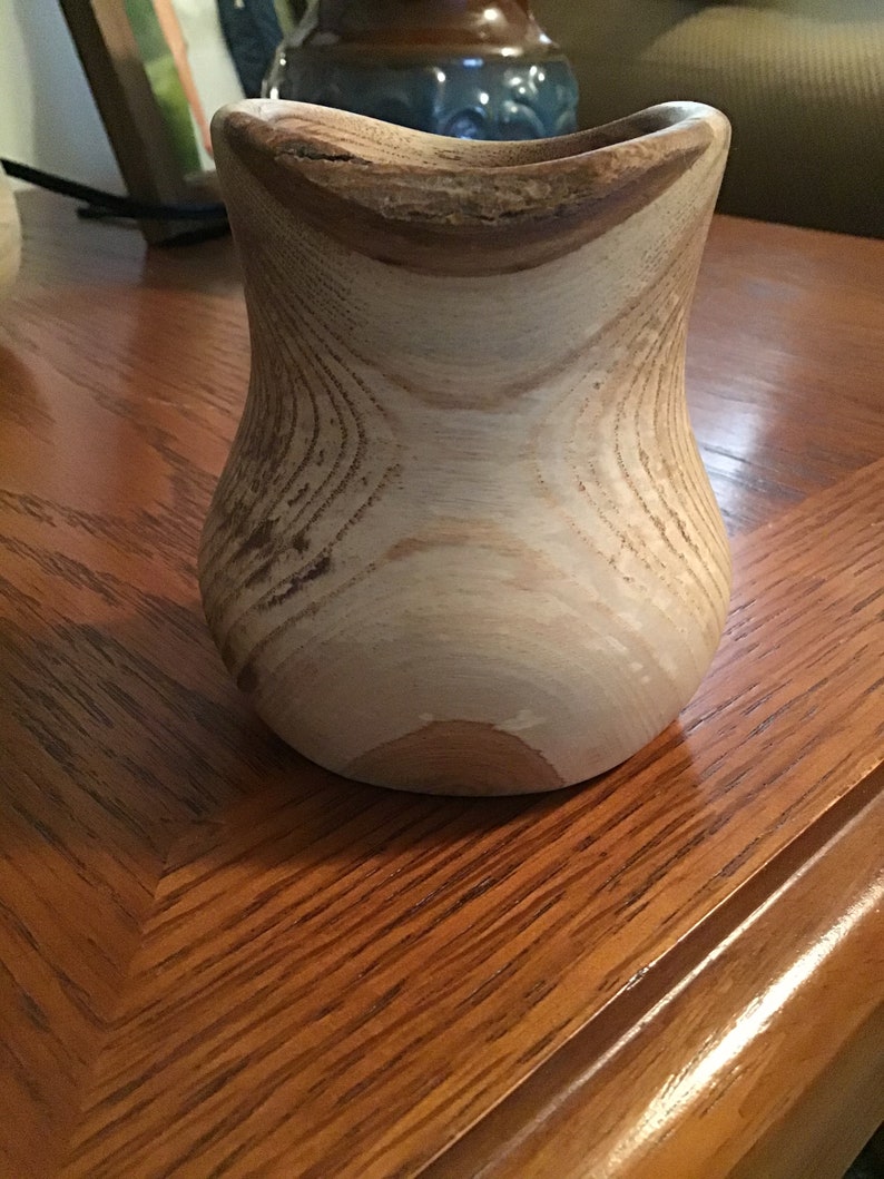 Natural Edge Ash Wood Pot or Vase