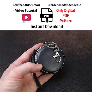 Leather headphones case Leather earbud case Leather earbud holder Pattern PDF Leather coin purse Earphone organizer Headphone holder