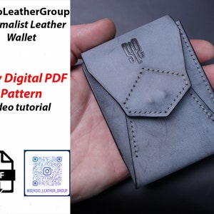 Porta-cartões de couro PDF Padrão Modelo Estojo de couro para cartão Carteira de couro para cartão Melhor carteira Porta-cartões Carteira de couro minimalista