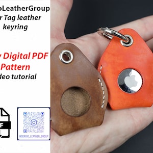 Air Tag leather keyring Leather Keychain Air Tag PDF Pattern Leather Case Apple Air Tag Template