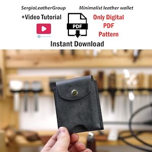 Cartera de cuero minimalista delgada Tarjetero Patrón PDF Artesanía en cuero DIY Descarga digital Patrón hecho a mano Cartera EDC Estuche para tarjetas Cartera pequeña
