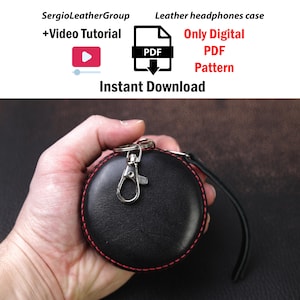 Leather headphones case Leather earbud case Leather earbud holder Pattern PDF Leather coin purse Earphone organizer Headphone holder