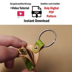 Llavero de cuero con monedero de Aldi - Plantilla para llavero - Patrón PDF para llavero con monedero de carrito de compras - Patrón de cuero DIY - Descarga instantánea