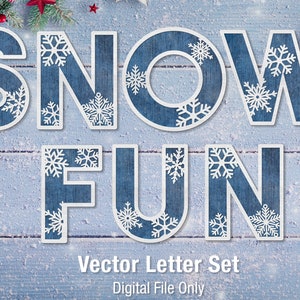 Fiocchi di neve Ritaglia alphabet Font, Neve, Vacanze, Inverno, File glowforge digitale SVG, circuito, vinile Laser Letters Numbers decor vector Nome