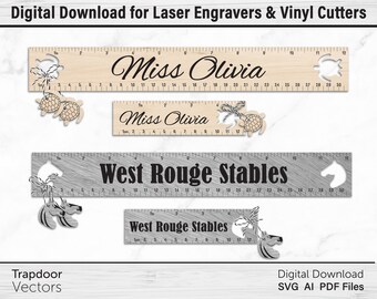 Download Laser Cut Template Vector Pdf Png Ai Eps Svg Dxf File Instant Download Digital File Cnc Vector Ruler Toys Child Rulers Set With Animals Ready To Decorate Kids Crafts