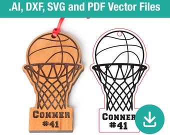 Basketball Ornament laser engraver vector file, svg, pdf, ai, cnc, laser, plotter, christmas ornament plywood, solid wood.