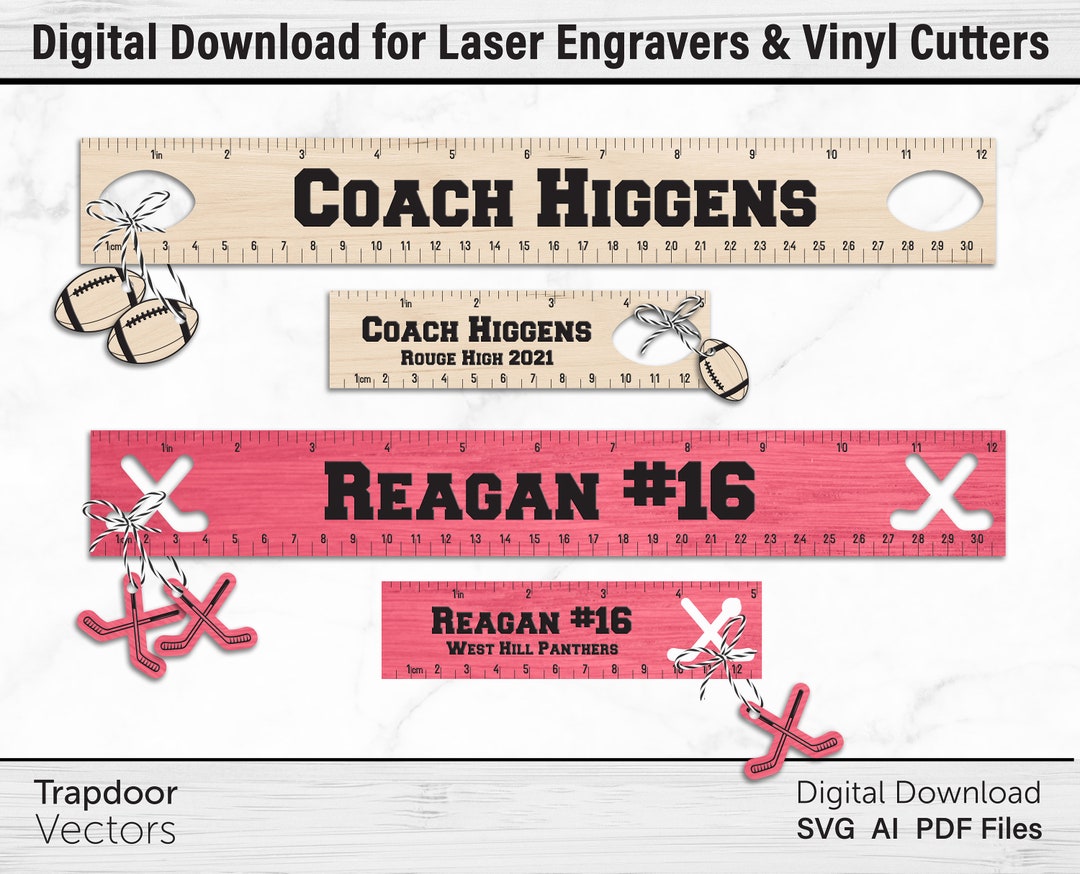 Coach Ruler Sports Teacher Coach Ruler Cut Outs, End of Year Teacher Gift, Instant ...
