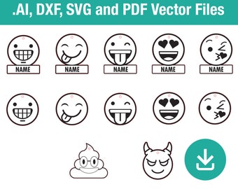 Emoji Ornaments 7 emojis! poop! laser engraver vector file, svg, pdf, ai, cnc, laser, plotter, Christmas ornament plywood, solid wood.