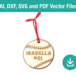 Baseball Ornament Laser Graveur Vektor Datei, svg, pdf, ai, cnc, laser, Plotter, Weihnachtsbaum Ornament Sperrholz, Massivholz.