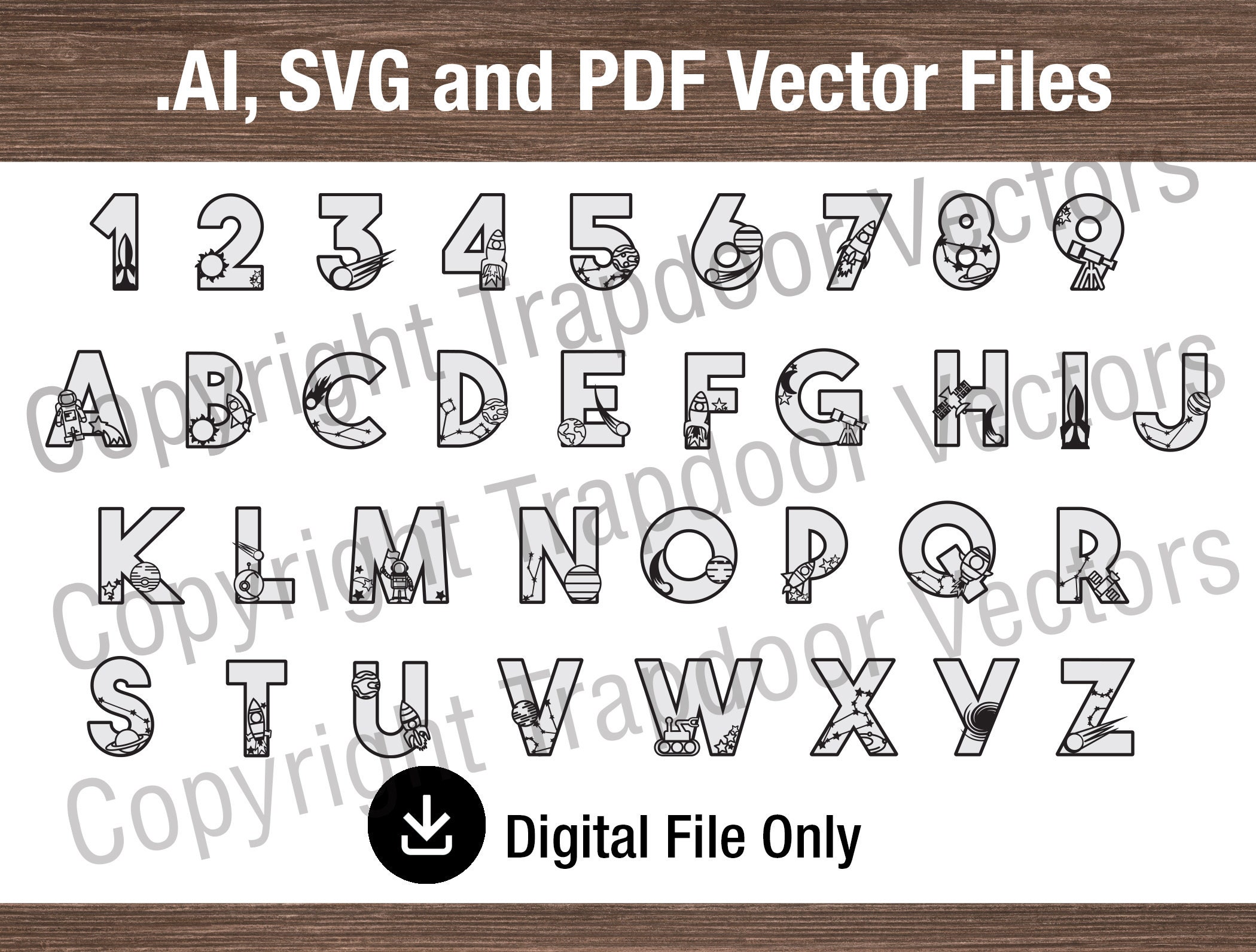 Space Cut Out Lettering R Space Layered Cut Out Alphabet Font, SVG Digital Glowforge File ...