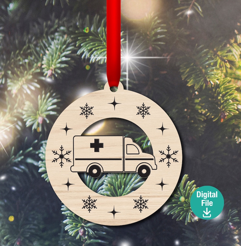 First Responder cut out Christmas ornaments, digital file, laser vector file, svg, pdf, ai, laser, glowforge 2020 Fire police 911 ambulance image 5