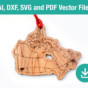 Langstrecken Kanada Christmas Ornament Vektor, romantisch, Weihnachtsvektor für Lasergravur, CNC-Vorlage, Familien Provinzen Karte,