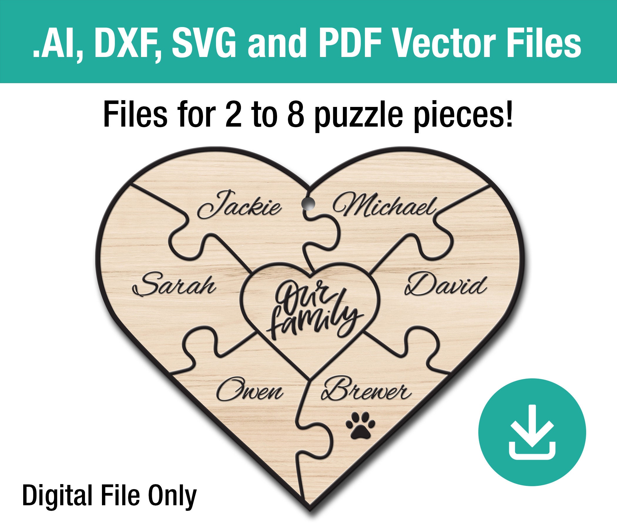 Puzzle Pieces in Heart Vector Download Christmas Tree - Etsy
