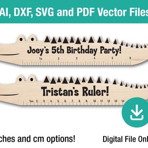 Kids Crocodile, Alligator cut out ruler fun shaped children&#39;s personalized ruler perfect for laster engraver or glowforge svg file. CNC