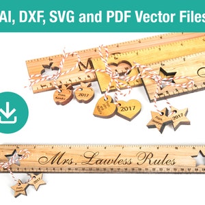 Teacher Ruler, end of year teacher gift, Instant download laser engraver template, vector file for laser cutting, CNC, plotter.