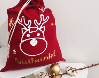 Christmas hood – “Christmas reindeer” – reusable Christmas gift bag – personalized