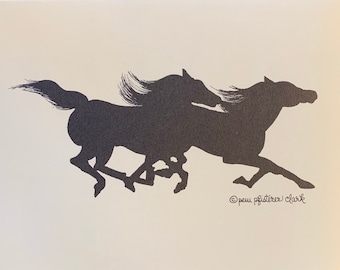 Racing Horses Silhouette, Pem Pfisterer Clark