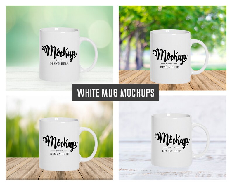 Download White mug mockup set 4 white coffee cup mock-up Blank | Etsy