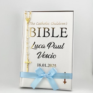 Personalisierte katholische Kinderbibel | Große Kinderbibel | Bibel mit Rosenkranz