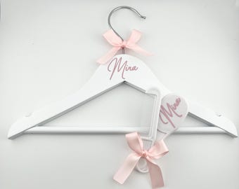 Personalised Coat Hanger & Brush/ Comb Set - Baby/ Kids