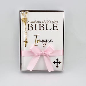 Personalised Catholic Children’s Bible | Small Children’s Bible | Bible with Bracelet Rosary