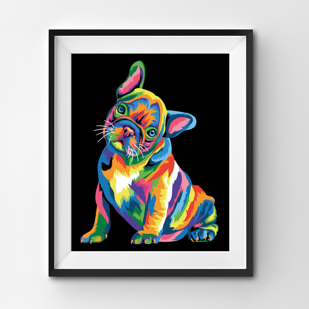 Colorful French Bulldog Easy Paint by Numbers Kit for Adults Free