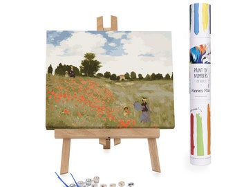 Paint by Numbers Kit for Adults, Red Poppies Acrylic Painting by Numbers, Claude Monet art, Relaxing Hobby, Poppy Meadow, Diy Birthday Gift