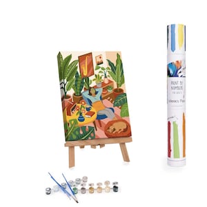 Relaxing in Living Room with Music, Paint by Numbers Kit for Adults, Indoor Relaxation DIY Art, Self Care Painting Kit, Relaxing Hobby