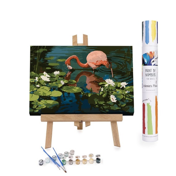 Flamingo With Water Lily Animal Paint by Numbers Kit Free Shipping