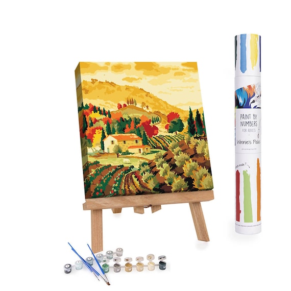 Tuscan Landscape Paint by Numbers Kit, Vintage Italy DIY Art