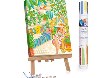 Chill Sunday Garden Paint by Numbers Kit, Pop Art DIY Painting for Adults, Relaxing Home Decor Craft, Beginner Canvas Art Set, Gift Idea