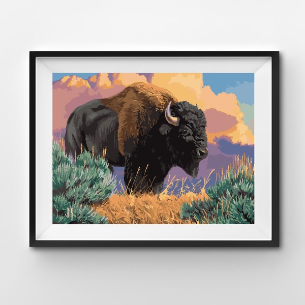 After the Storm Bison | Adults Paint by Numbers Kit | Free Shipping from California, USA