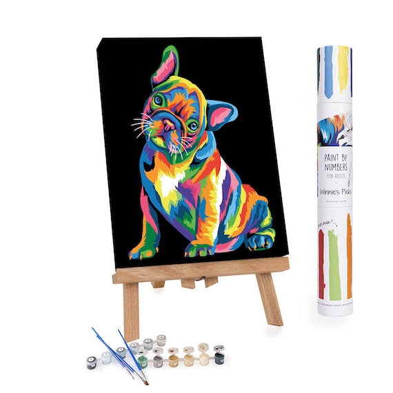 Colorful French Bulldog Easy Paint by Numbers Kit for Adults Free Shipping  From California, USA -  Australia