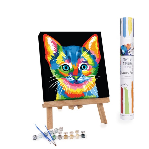 Colorful Kitten Easy Paint by Numbers Kit for Adults Free Shipping