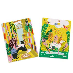 Confetti Hound and Library Kids Paint by Numbers Kit, Dog & Book Theme, 2 Canvas Painting Set, DIY Art for Kids, Educational Craft Gift