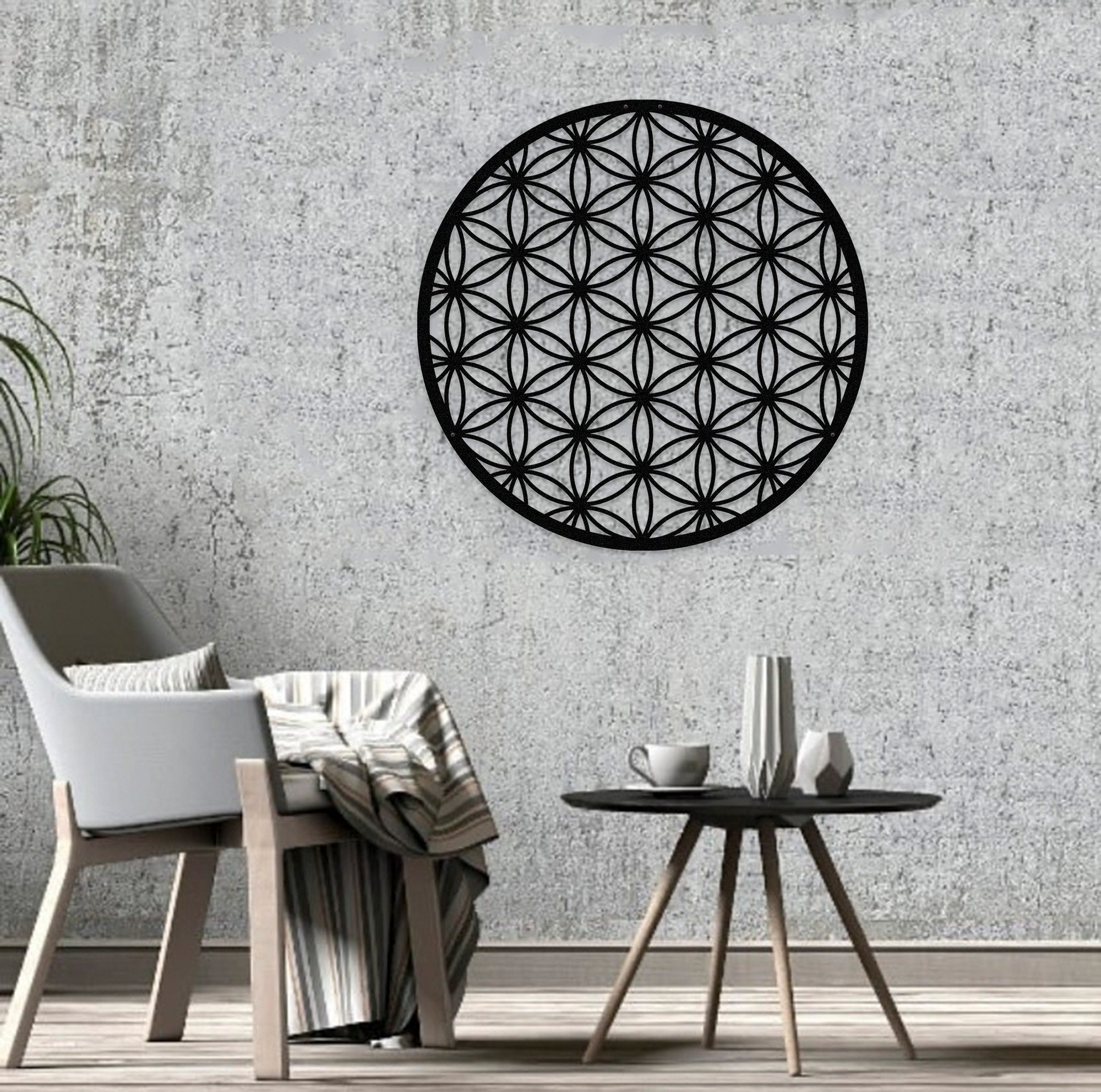 Blume des Lebens Wand-Dekor Metall-Wand-Kunst Metall Boho | Etsy