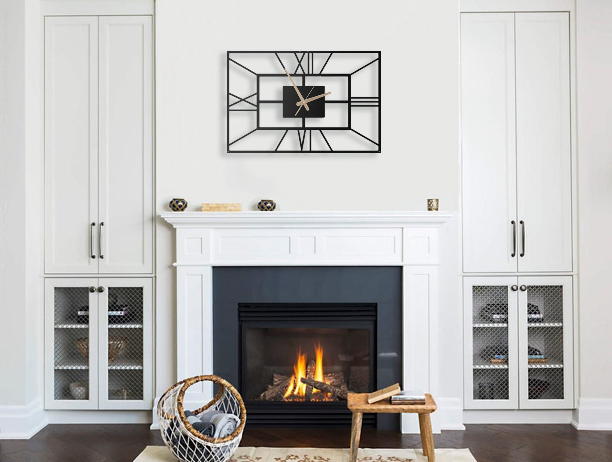 Rectangle Large Metal Wall Clock Minimalist Wall Clock Etsy