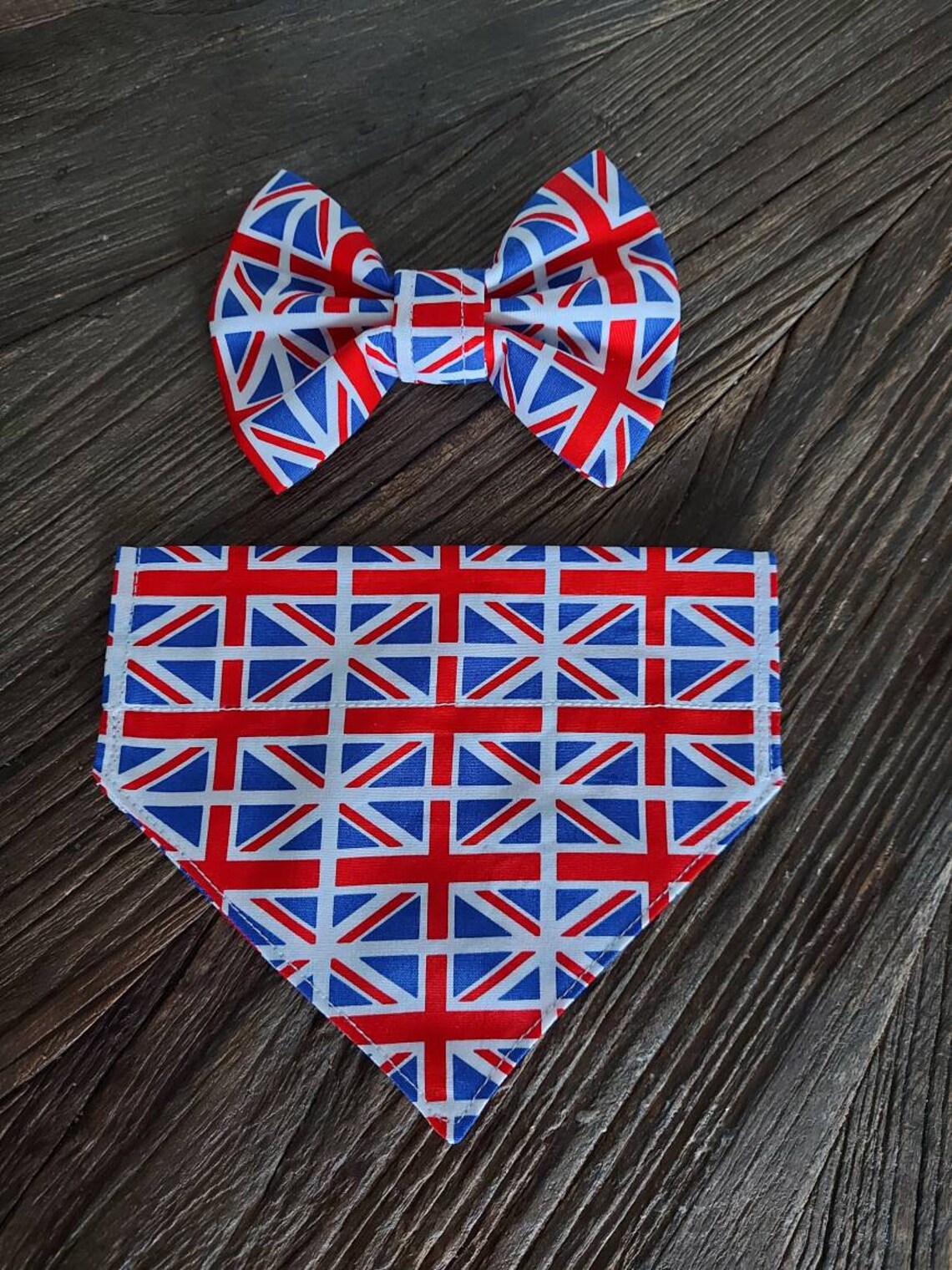 Union Jack British Flag Fabric Bandana for Dog Collar Etsy