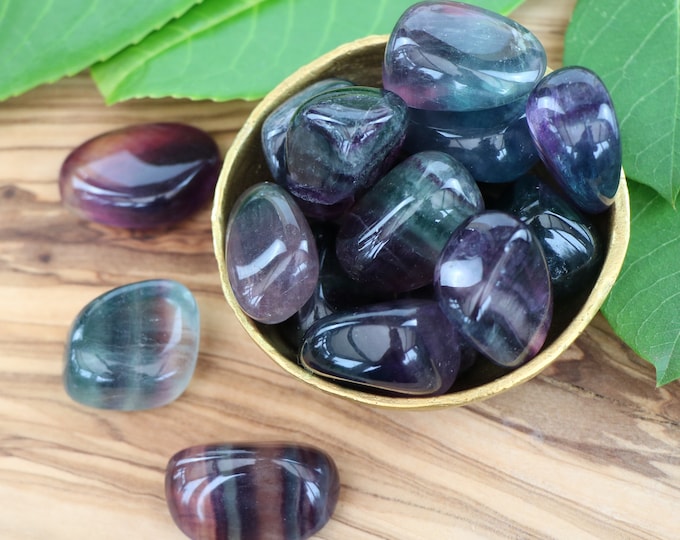 Rainbow Fluorite Tumble Stone: Grade A Cleansing Crystal