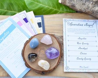 Set di cristalli dell'angelo custode: confezione regalo di pietre preziose curative