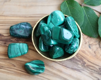 Malachite Tumbled Stone, Healing Crystals, Transformation Stone